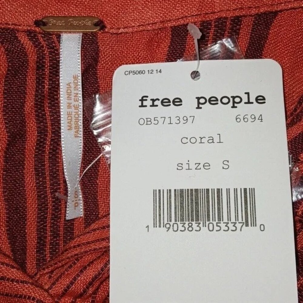 Free People Baby Blues Ombre Stripe Button Down Oversized Top - Picture 7 of 8